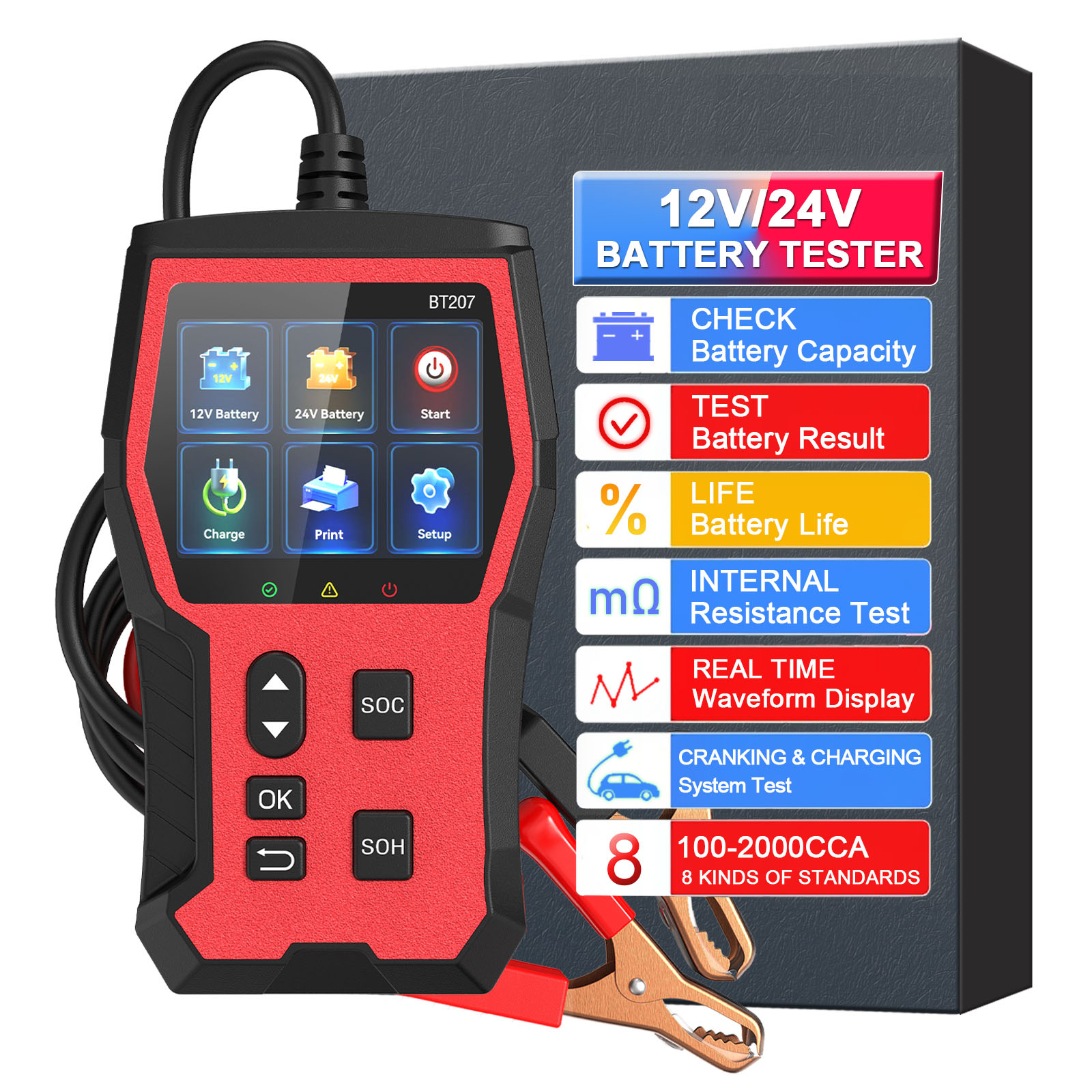 Car Battery Load Tester Digital Cranking - Тестер автомобильных аккумуляторов 12-24В, тестер нагрузки