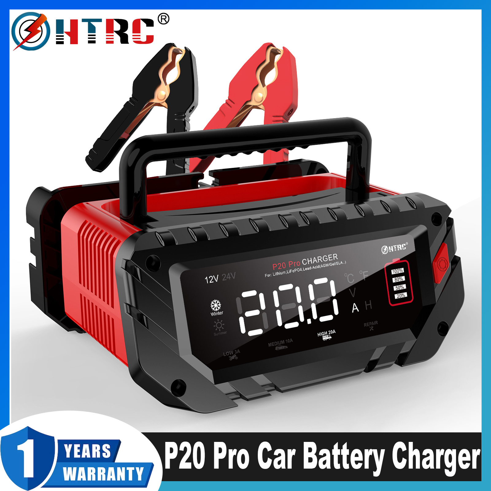 Smart Car Battery Charger 12V 24V 20A - Зарядное устройство HTRC P20 Pro 20A