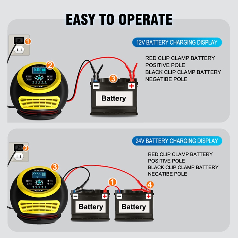 Smart Car Battery Charger 12V 24V 20A - Супер-скидка: Зарядное устройство для автомобильных аккумуляторов