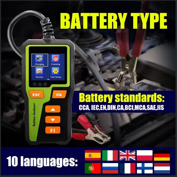 Car Battery Load Tester Digital Cranking - Цифровой тестер автомобильных аккумуляторов 12В, анализатор