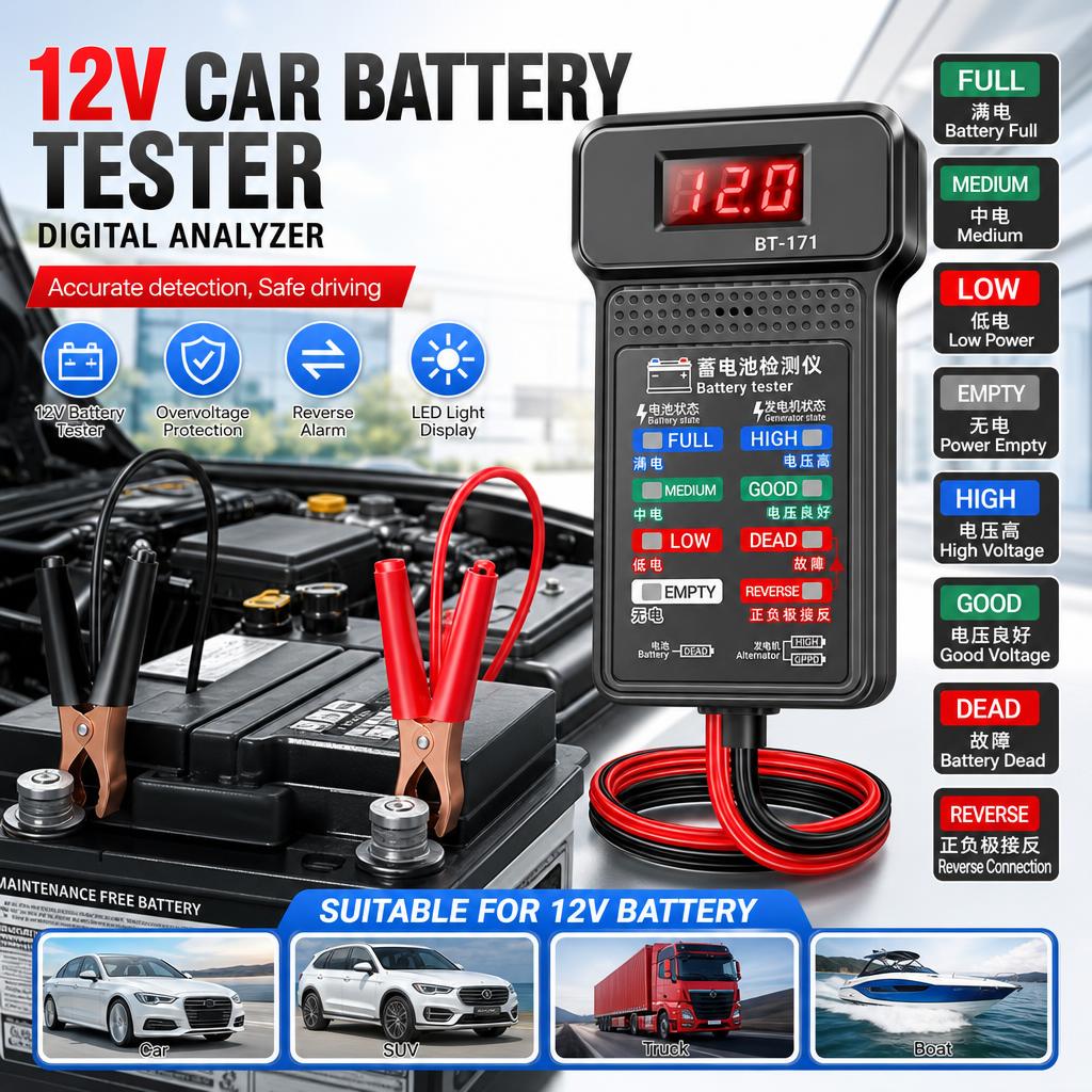 Цифровой анализатор автомобиль – обзор и цена Car Battery Load Tester Digital Cranking