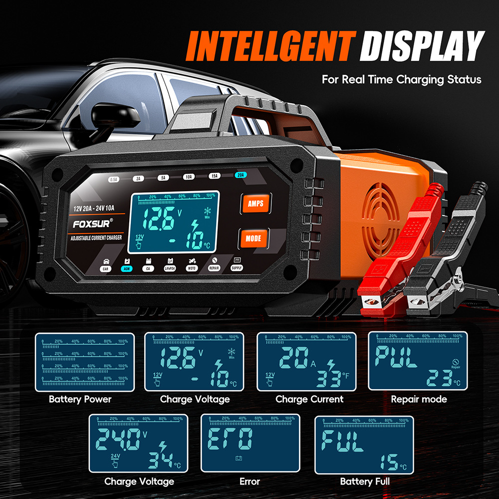 Портативное зарядное устройств – обзор и цена Smart Car Battery Charger 12V 24V 20A