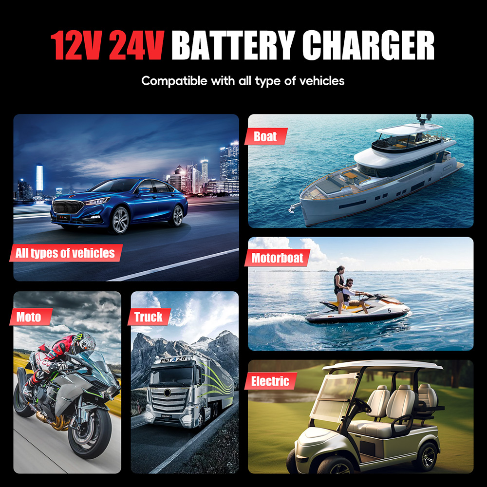 Зарядное устройство FOXSUR 12В – обзор и цена Smart Car Battery Charger 12V 24V 20A