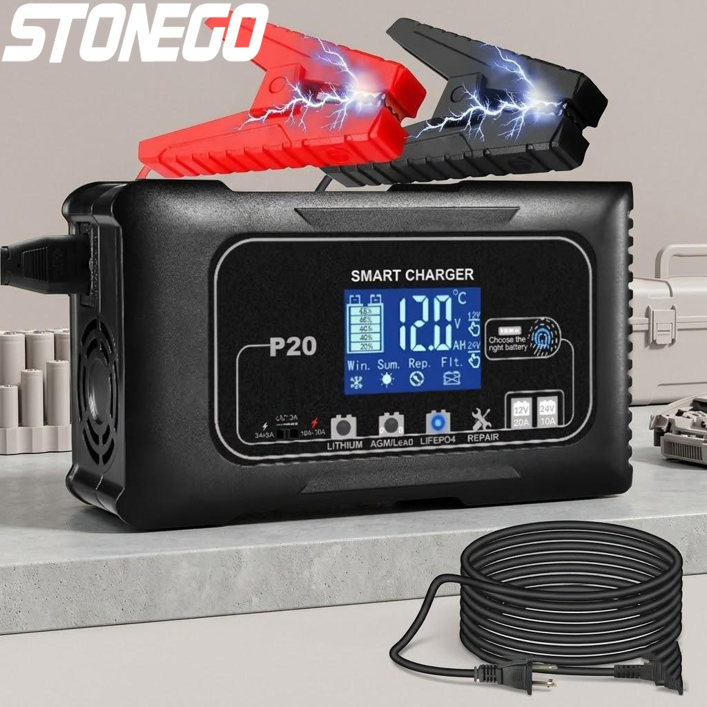 Умное зарядное устройство-подд – обзор и цена Smart Car Battery Charger 12V 24V 20A